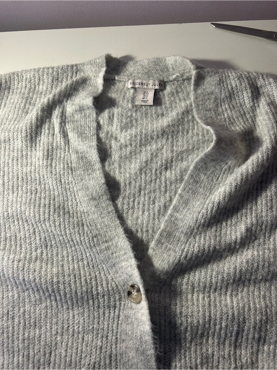 Sincerly Jules Sweaters - Sincerely Jules Light Gray V-Neck Button Cardigan Sweater